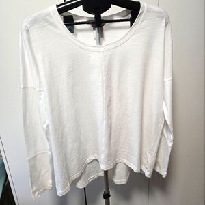 CAbi White Boxy Long Sleeve Tee